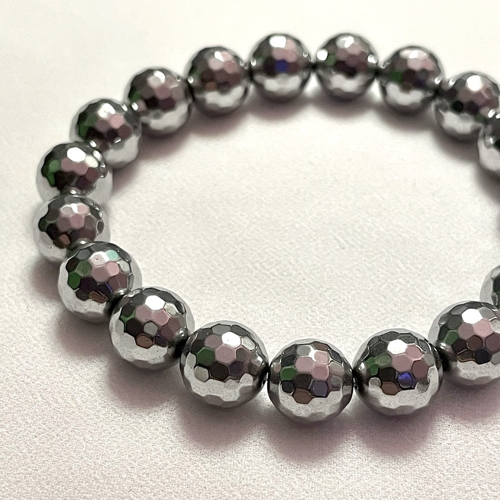 Dark Grey Faceted Hematite Bracelet